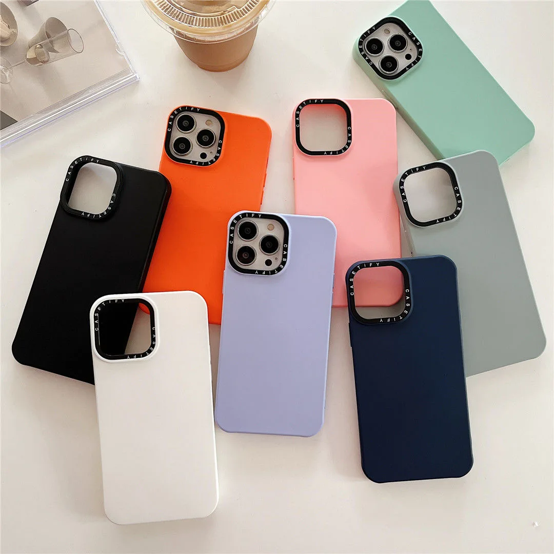 

Ins Solid Color Phone Case for Iphone 11 12 13 14 Pro Max X Xs Xr 7 8 Plus Y2k Girl Anti-fall Silicone Soft Shell-Casetify