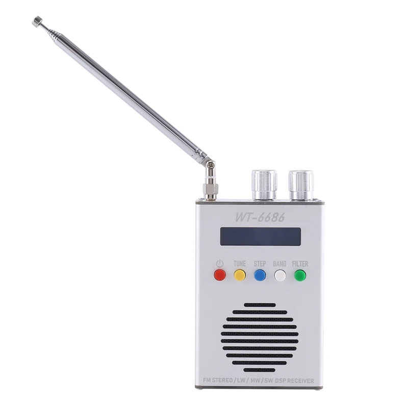 

1 Pcs TEF6686 Radio Receiver FM Radio Full Band FM/MW/Short Wave HF/LW + LCD +1800Mah Battery + Metal Case + Speaker + Antenna