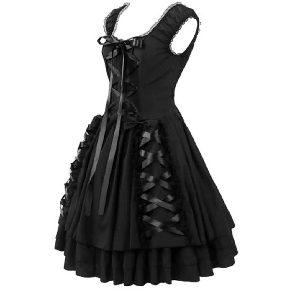 

Женское винтажное готическое платье, классическое черное платье со шнуровкой