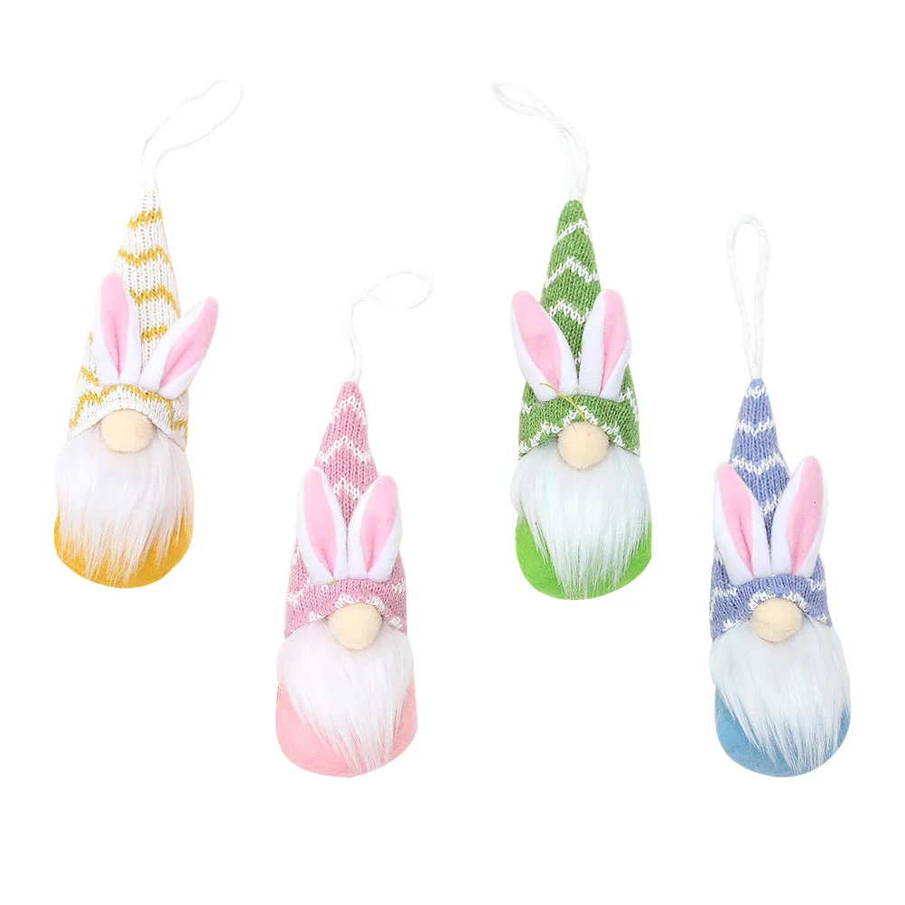 

4pcs Easter Gnome Pendants Lovely Rabbit Gnome Ornament Party Hanging Adorns
