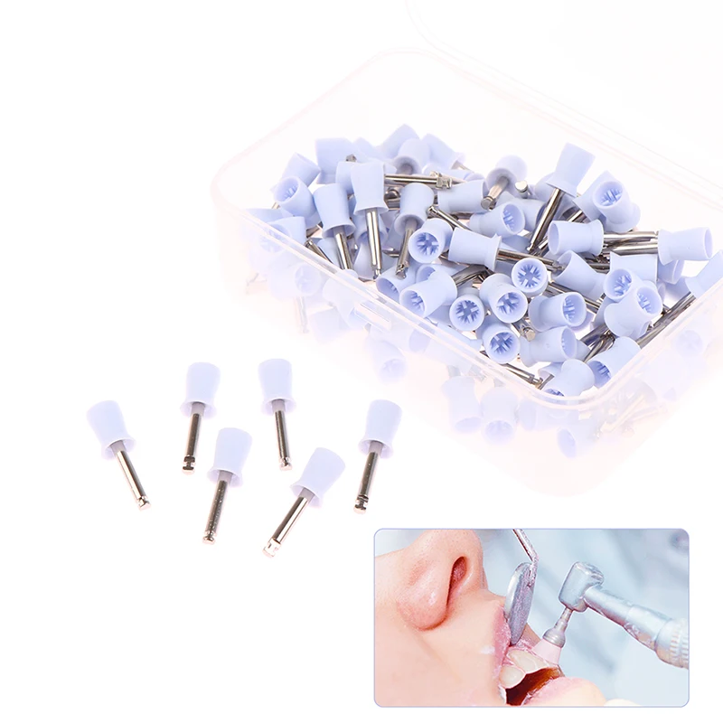 

100Pcs Dental Polishing Cup Prophy Brushes Polisher Disposable Latch type for stain removal polish Handpiece Oral Hygiene Clean