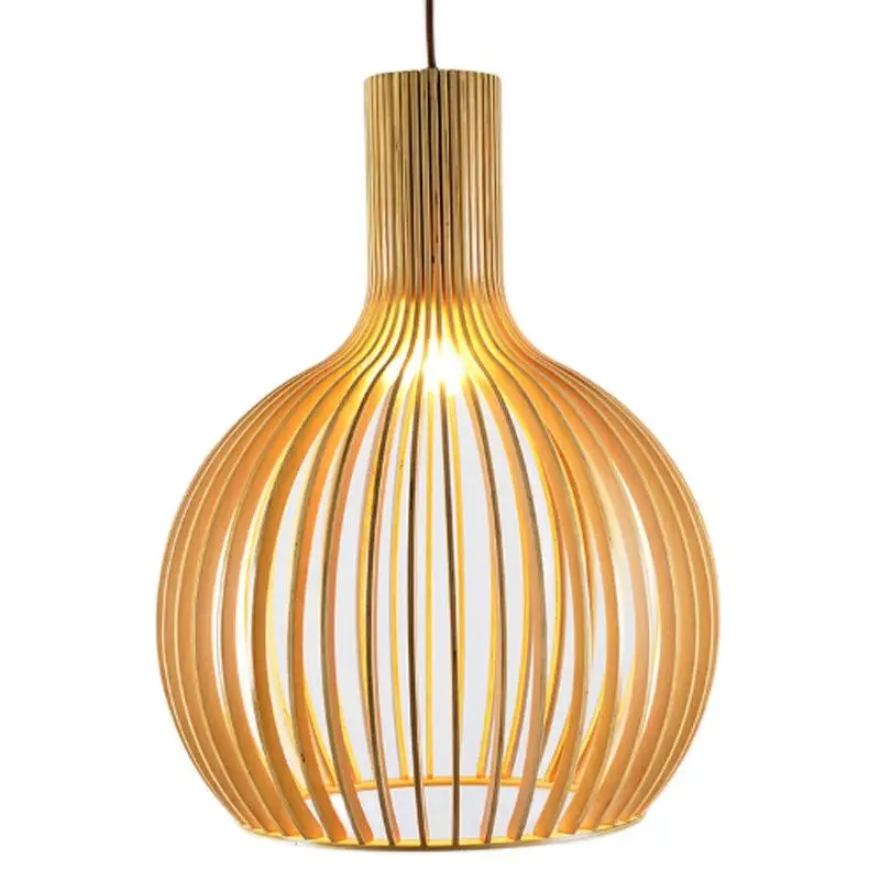 2022 Nordic Black White Wood Birdcage Pendant light For Living Room Provided By Professional Manufacturer Wooden Lamps Free Ship