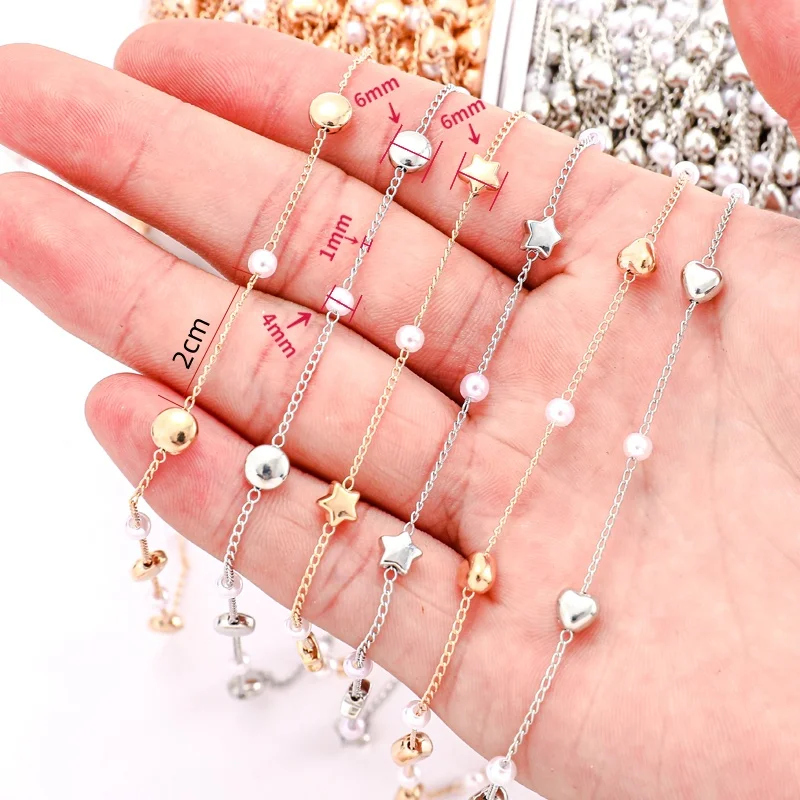 Жемчужная цепочка 1 метр 4 мм 6 CCB сплющенный круг сердце звезда бисер медная для