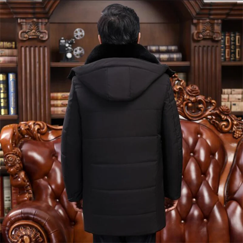 Winter warm jacket men coat Cotton clothes Plus velvet jacket with thicken middle-aged and elderly fur collar b335