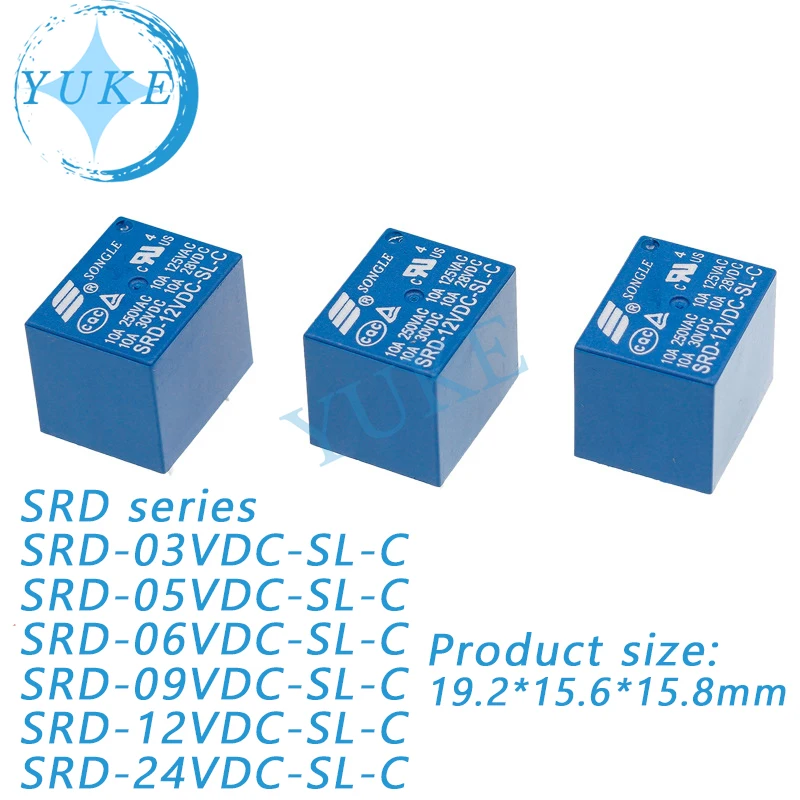 

free shipping 20PCS/batch of original relay SRD-05VDC-SL-C SRD-12VDC-SL-C SRD-24VDC-SL-C 5V 9V 12V 24V 48V 10A 250VAC 5PIN T73