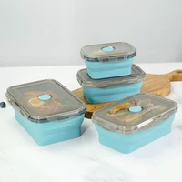 silicone lunch box foldable microwave oven bento lunchbox kitchen home school food storage container picnic camping food box
