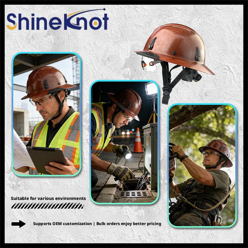 Фото Каска защитная SHINEKNOT, высокопрочная, ударопрочная, для строительных площадок, сертифицированная по стандарту ANSI, легкая, из стекловолокна №3