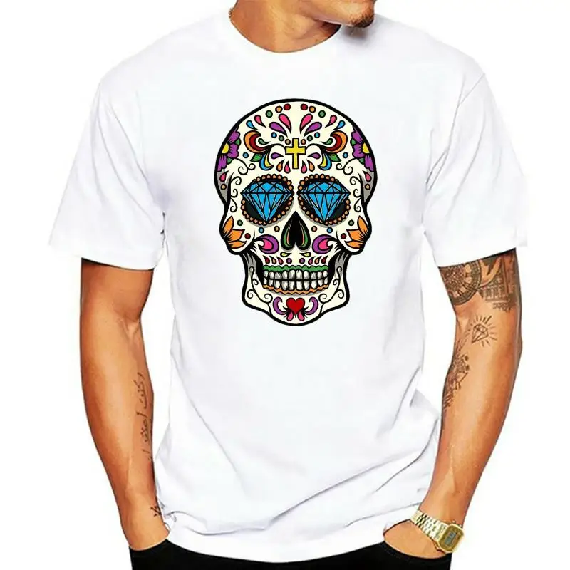

Модная Летняя мужская футболка 2022, футболка с рисунком черепа, мексиканского черепа для красивого парня, футболка из ПП с рисунком сахарного черепа