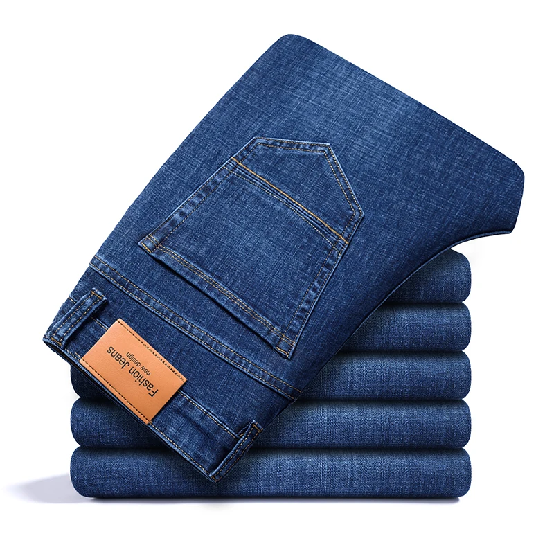 

Men's stretch jeans spring autumn new straight fashion comfortable cotton brand male clothing business casual denim trousers