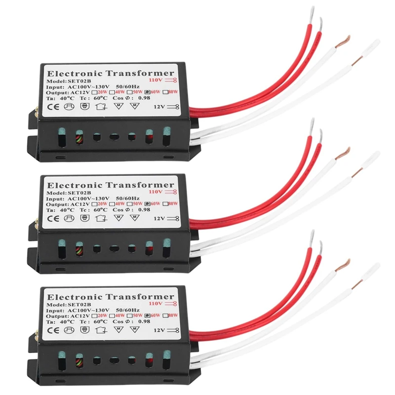 

3x110 В до 12 в 60 Вт галогенный светильник, преобразователь источника питания, электронный трансформатор, черный