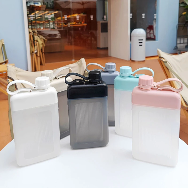 

450ML Creative Flat Water Bottle Reusable Portable Bottles Sports Fitness Cup BPA Free Sports Drink Bottle