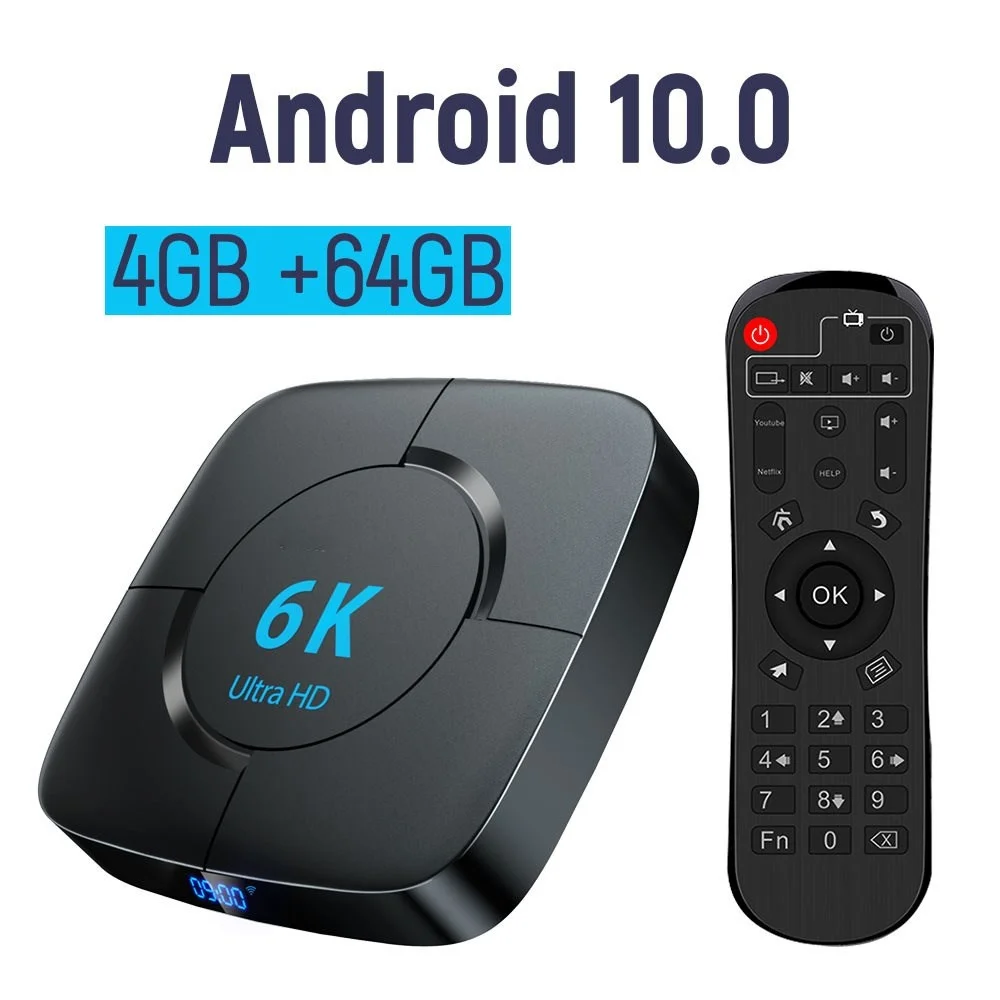 

Smart IPTV TV Box Android 10.0 6K Ultra HD Cinema-level Picture Quality 5G WiFi Quad Core 4G+64G Media Player Set Top Box Sale