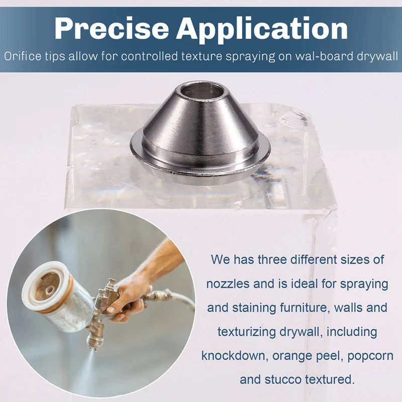Texture Sprayer Orifice Tip Set 3 Nozzle Tips Threaded Collar For Wal-Board Drywall Texture-Pro 200 Hopper Machine