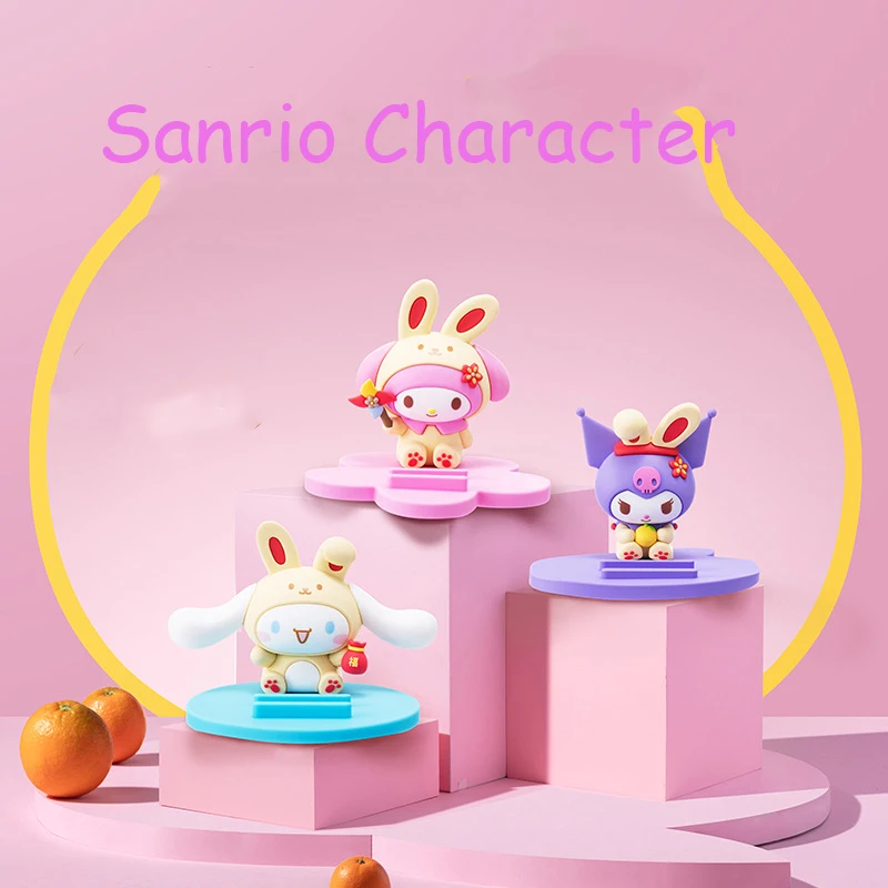 

Sanrio Kawaii Anime Kuromi Sweet Girly Heart My Melody Cinnamoroll Cute Cartoon Character Doll Phone Holder Toys for Girls