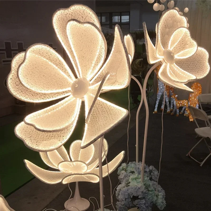 Свадебное украшение светящийся фонарь светодиодный белый кружевной цветочный