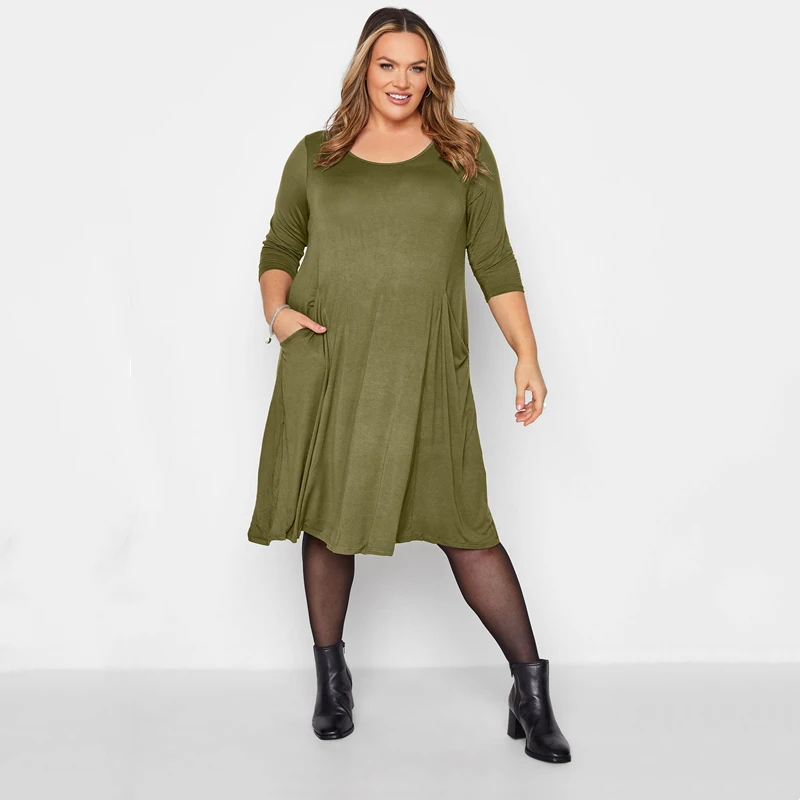 Женское повседневное летнее платье-туника с рукавом до локтя карманами спереди