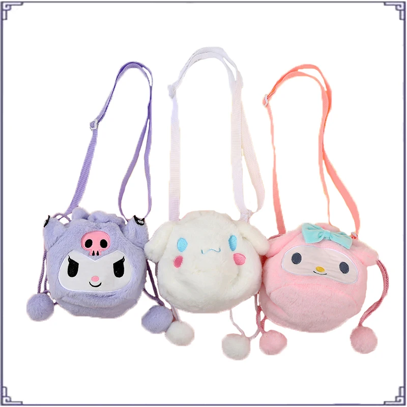 

Anime Kawaii Sanried Kuromi Cinnamoroll My Melody Cartoon Plush Drawstring Cute Diagonal Bag Children's Christmas Birthday Gift