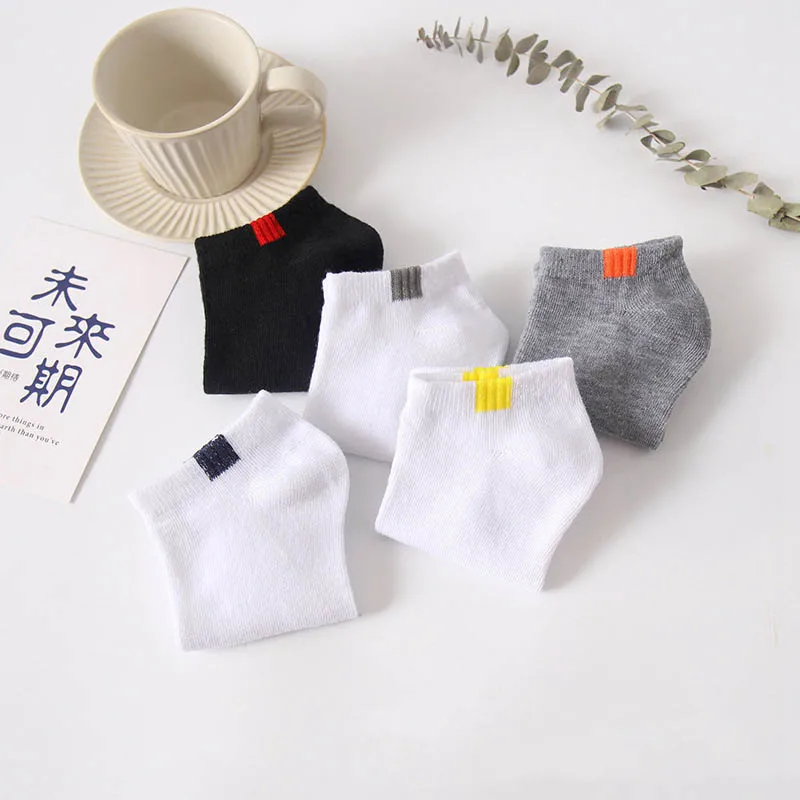 5 Pairs Summer Cotton Men's Short Socks Fashionable and Breathable Boat Socks Comfortable and Casual Men's Socks White Hot Sale