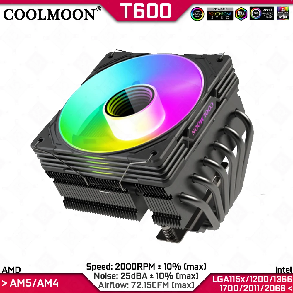 Радиатор с воздушным охлаждением процессора 6 тепловыми трубками скорость 2000