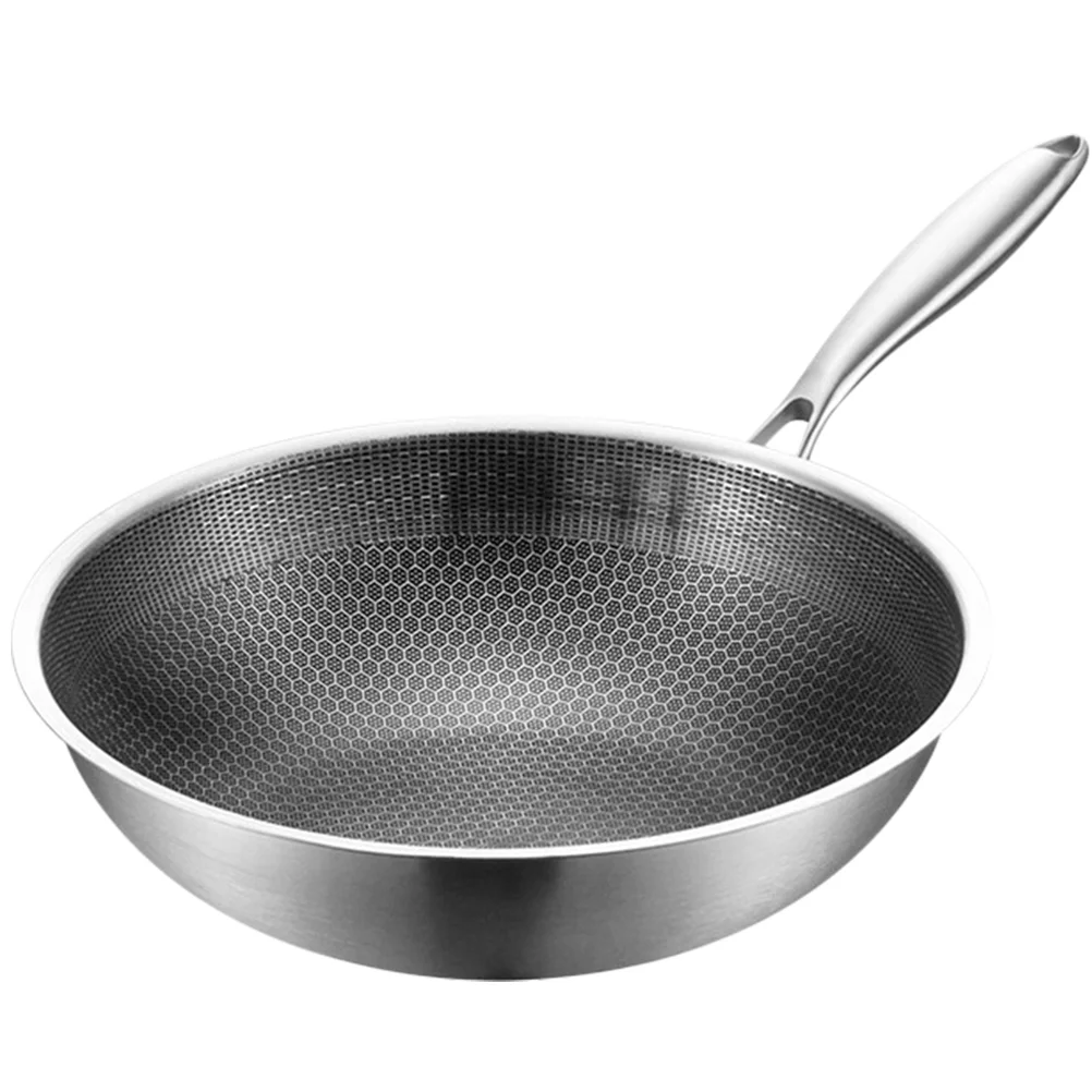 

Small Wok Chinese Wok Pan Stovetop Griddle Induction Pan Stir Fry Wok Stainless Steel Fry Pan