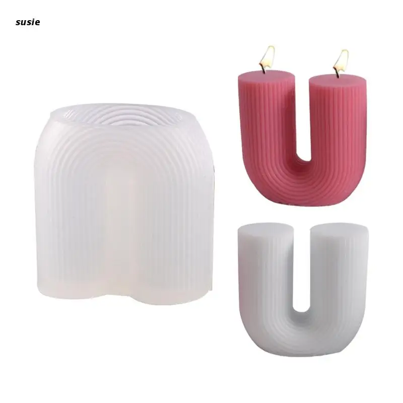 

X7YA U-Shaped Decoration Candle Silicone Mold Epoxy Resin DIY Decoration Making Soap Melt Resin Polymer Clay Home Decorations