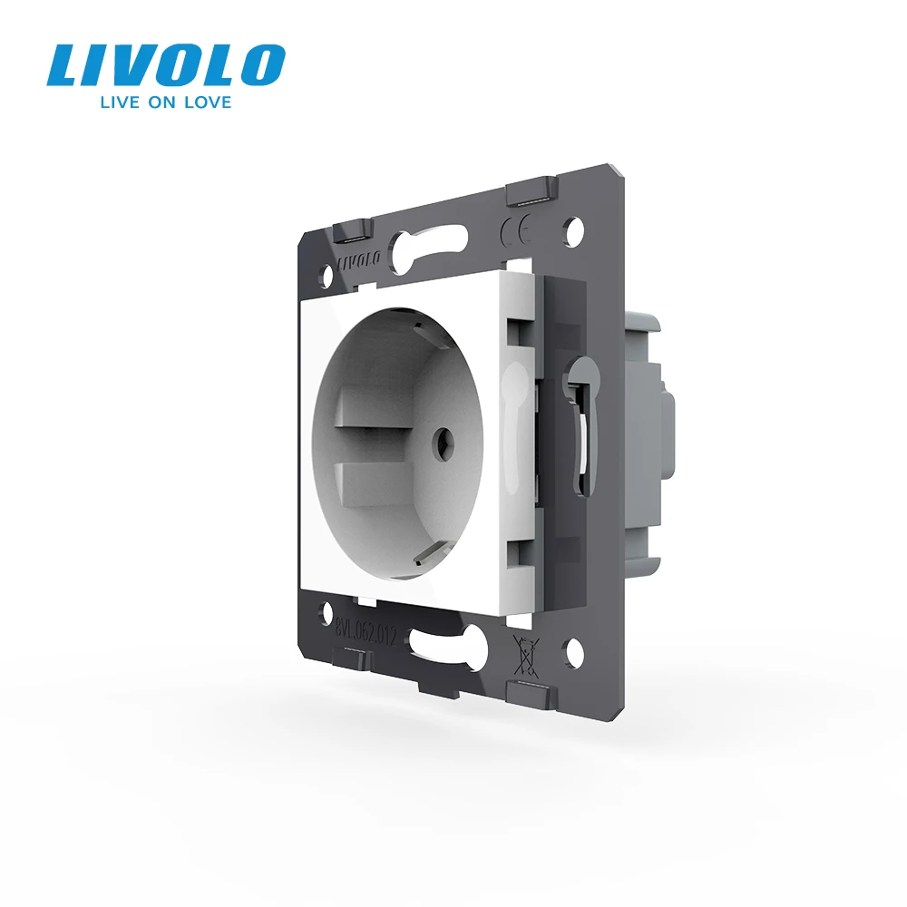 Livolo  EU standard Socket DIY Parts,White Plastic Materials,,Function Key For EU  Wall Socket, With Plate