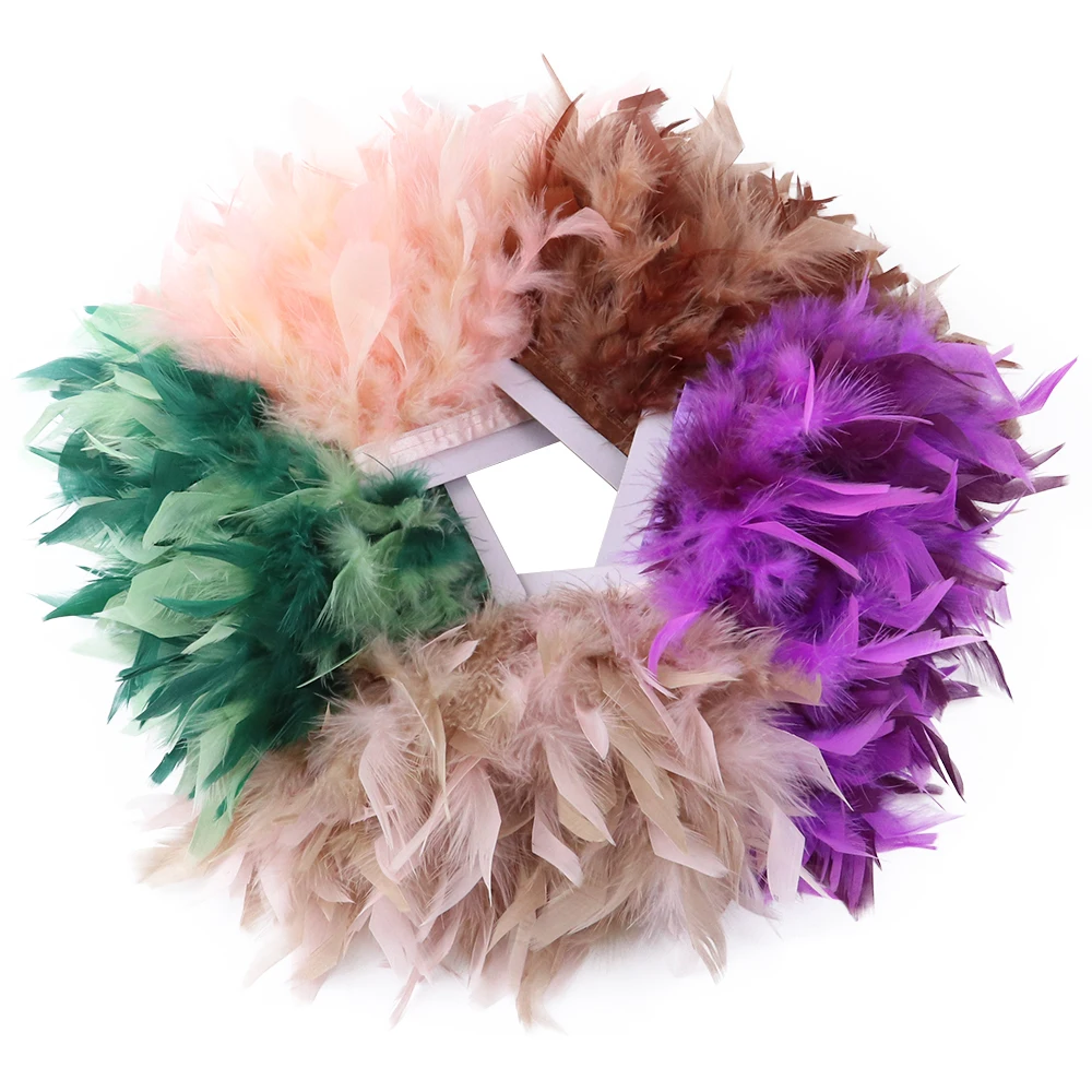 

2Meter New Two-color Turkey Feather Trim Fringe Fluffy Natural Marabou Feather Lace 10-15CM Costume Clothing Sewing Decoration