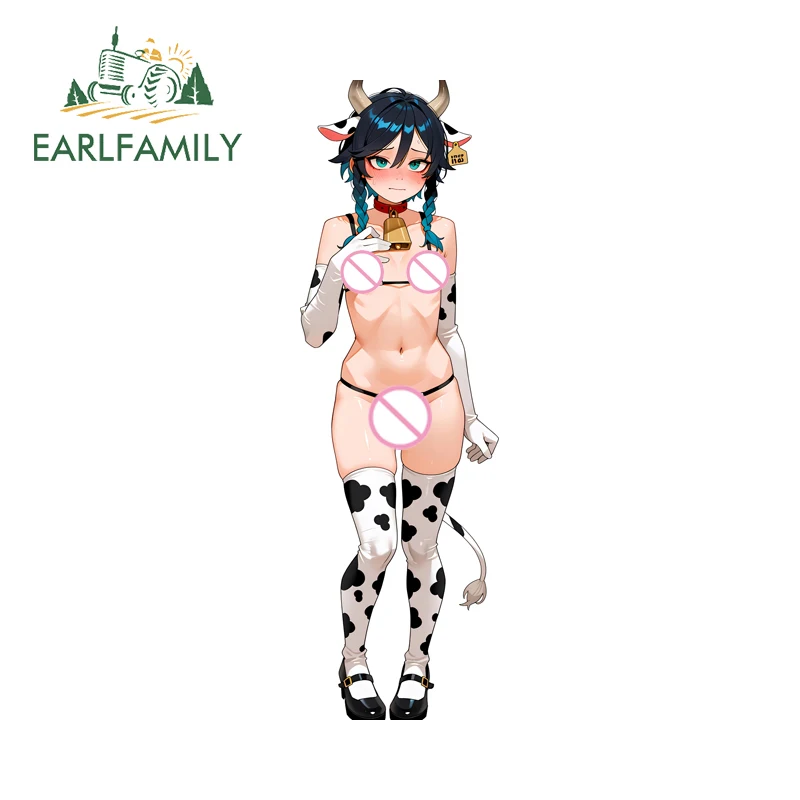 

EARLFAMILY Genshin Impact Cow Futanari Car Sticker Hentai Bikini Personality Windshield Decal Sunscreen Vinyl JDM Graphics