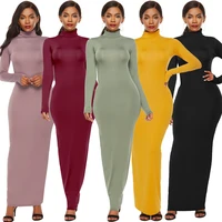 women autumn winter knitted slim elastic turtleneck long sleeve sexy lady bodycon tight hip wrap knee length dresses
