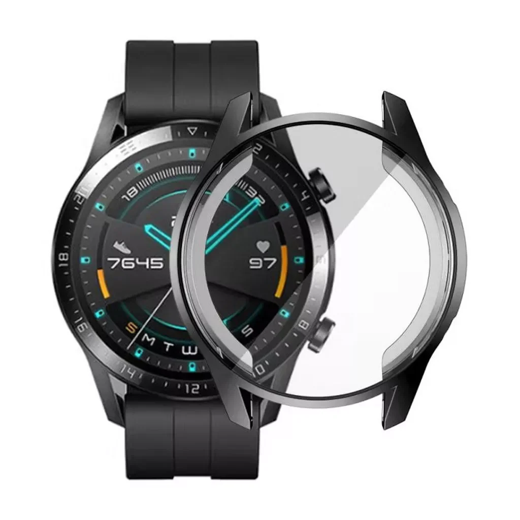 

Case For Huawei Watch GT2 46MM Watch Electroplate TPU Protector Case Frame Replacement Film Protective Cover Shell Bumper 19Nov