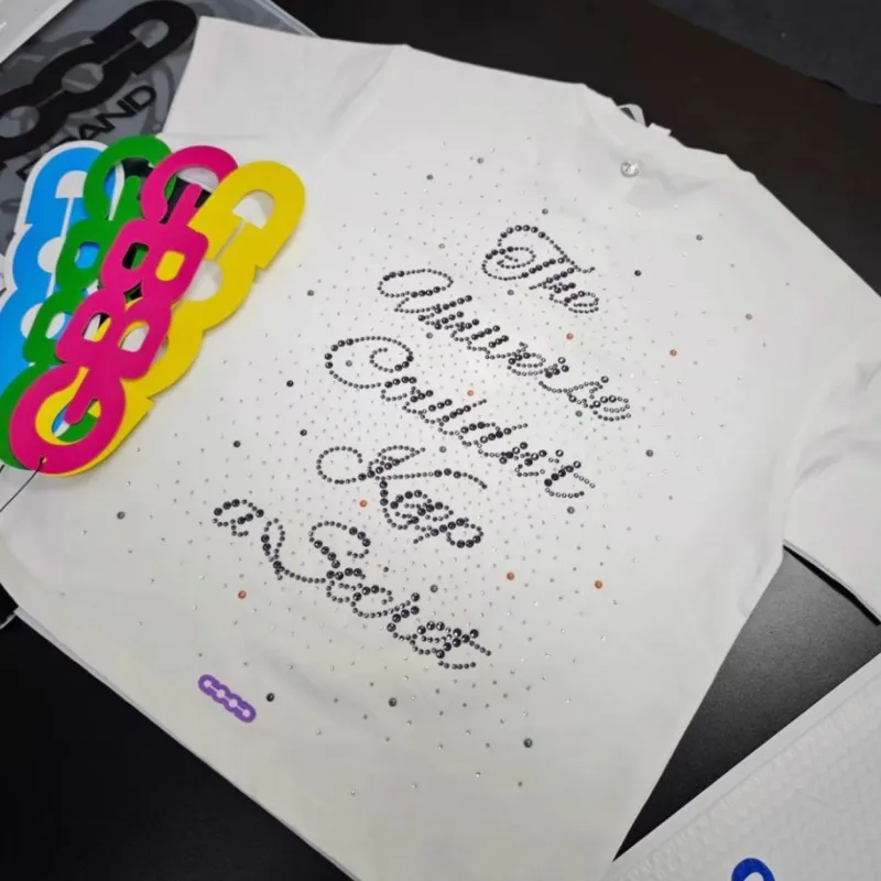 Фото Футболки GOODBRAND с принтом Broken Rhinestone Galaxy, летние хлопковые футболки с круглым вырезом и короткими рукавами для мужчин и женщин, повседневная уличная одежда, топы, футболки №1