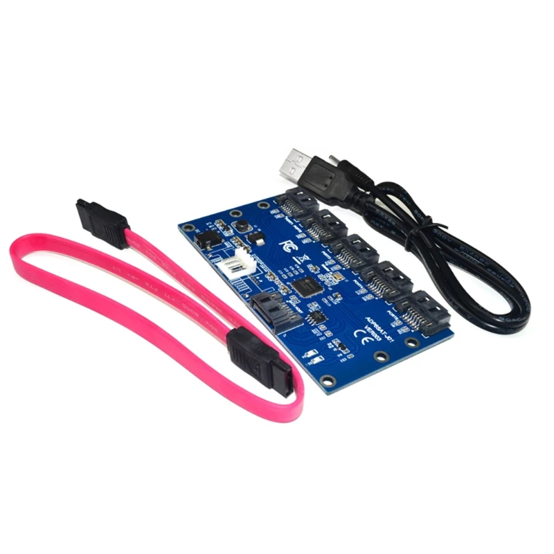 

Sata 1 to 5 Hard Drive Adapter Card Computer Motherboard Sata Port Multiplier Riser Supports Sata Expansion Card
