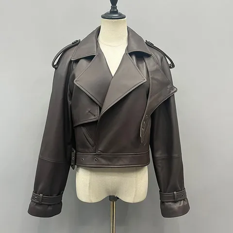 Женская Короткая кожаная куртка FG5796