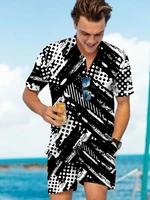 men shirts short sleeve suits fashion hawaiian beach print dress shirts for men shirt pant short sleeve shorts 2 piece set sweat