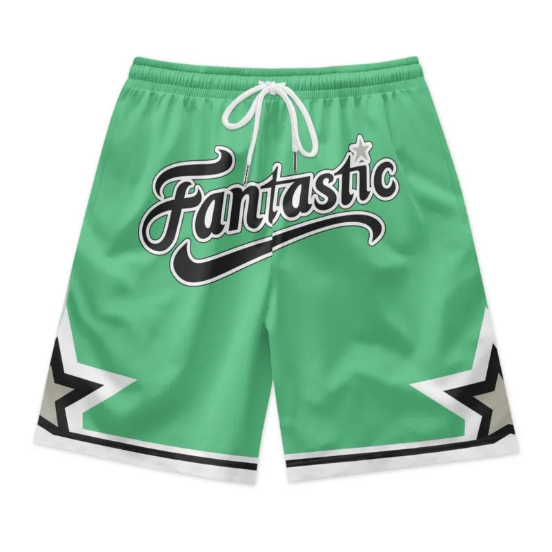 Мужские зеленые быстросохнущие шорты с фантастическим буквенным принтом на