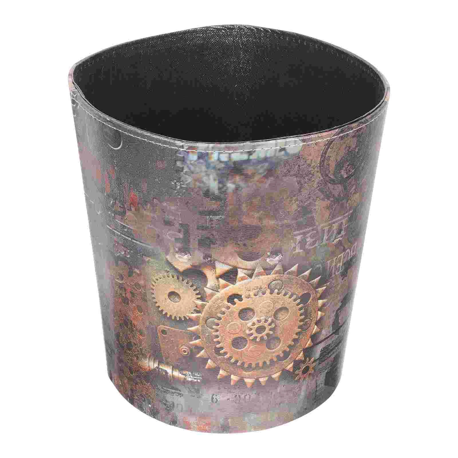 

Trash Can Bin Waste Garbage Kitchen Basket Compost Container Paper Office Pu Bedroom Retro Bucket Storage Vintage Decorative