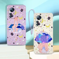 cute sailor moon gril phone case for xiaomi mi 12 12x 11i 11t 11 10 10s 10t 9 se pro lite ultra 5g liquid rope cover