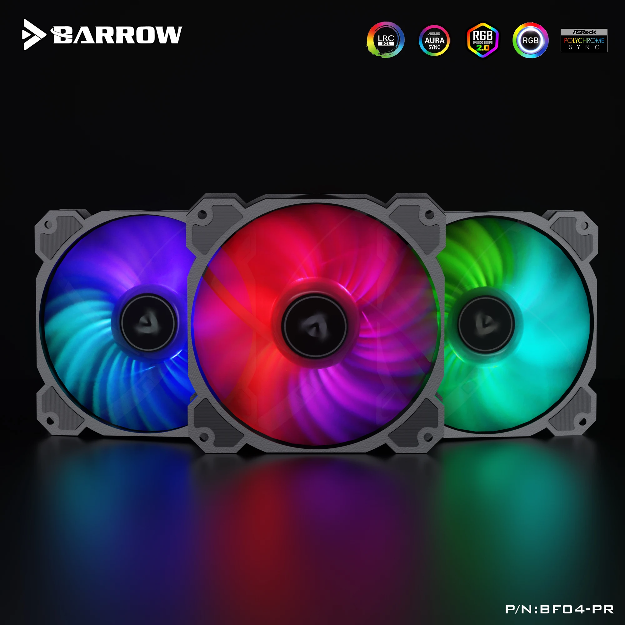 Barrow 2PCS fans 120mm pc computer Case Fan Heatsink Cooler Cooling 12CM fan, LRC 2.0 5V  RGB PWM Cpu Fans  BF04-PR