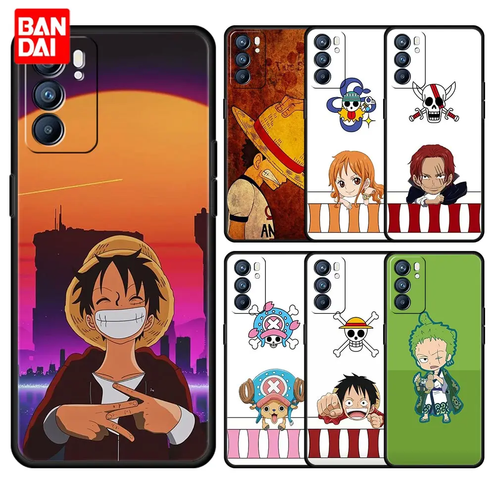 

One Piece Luffy Anime Case for Oppo A53 A52 A3s A5s A12 A9 A15 A31 A54 A74 A93 2020 A94 F19 Pro Funda Silicone Cover Capa Black
