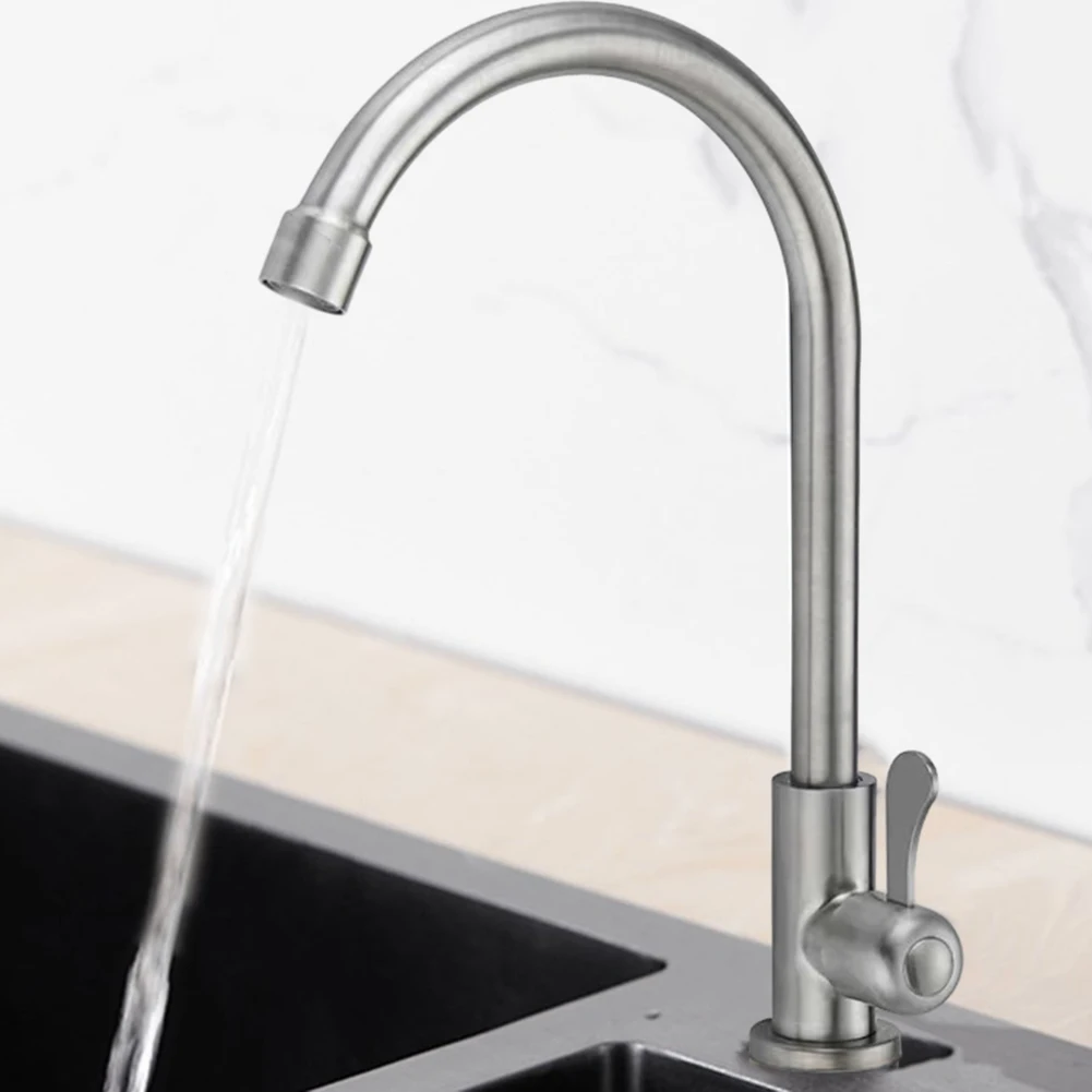 

1Pc Kitchen Faucet Single Cold Water Sink Tap Spray Brushed Plastic Core Single Handle Tap For Kitchens Bars Bathrooms