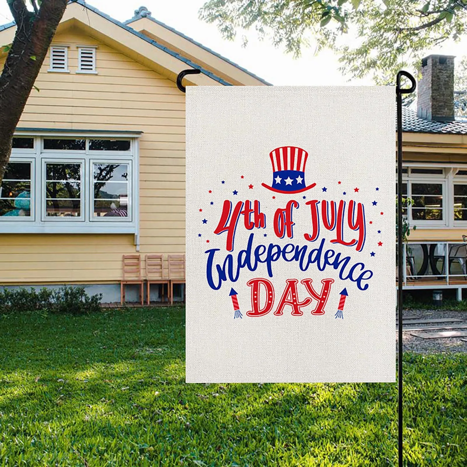 

Courtyard Printed Decoration Day Independence Flag Garden American Linen Home Decor