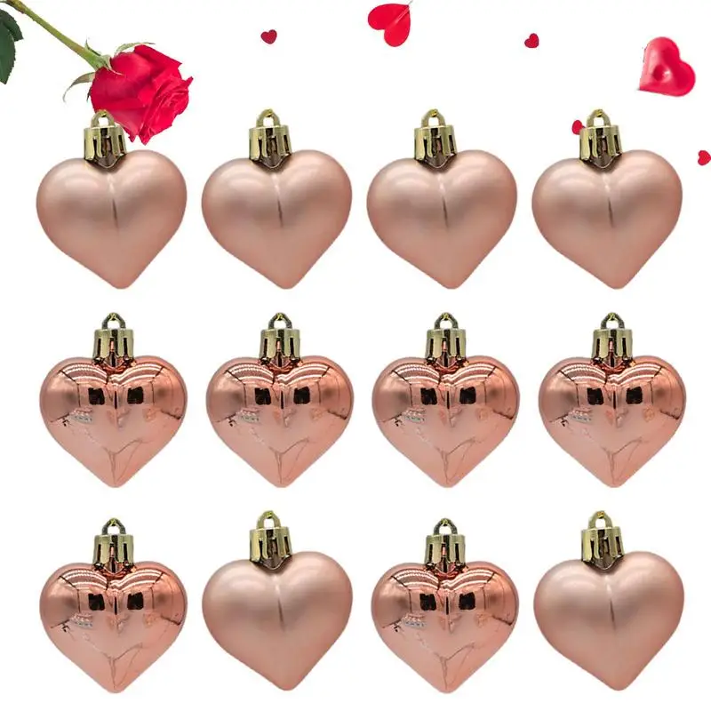 

Christmas Heart Tree Ornaments 12Pcs/Set PVC Balls PVC Heart Shape Balls For Christmas Party Decorations Decorative Tree