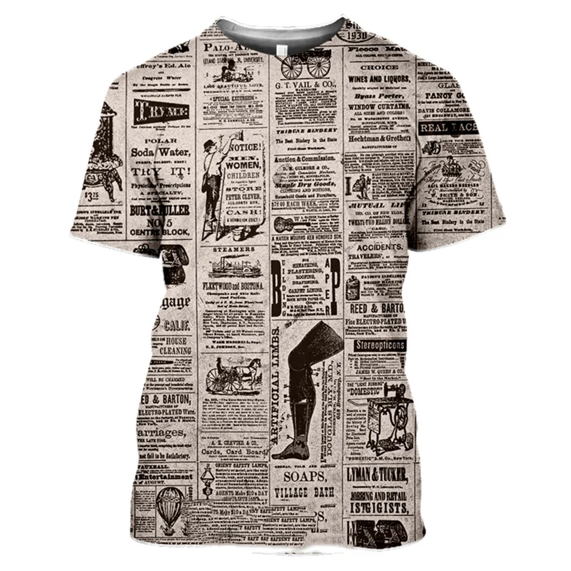 

New Vintage Poster 3D Printed Pattern Men's T-shirt 0 Neck Short Sleeve Street Clothes Loose Top T-shirt Oversized 6XL