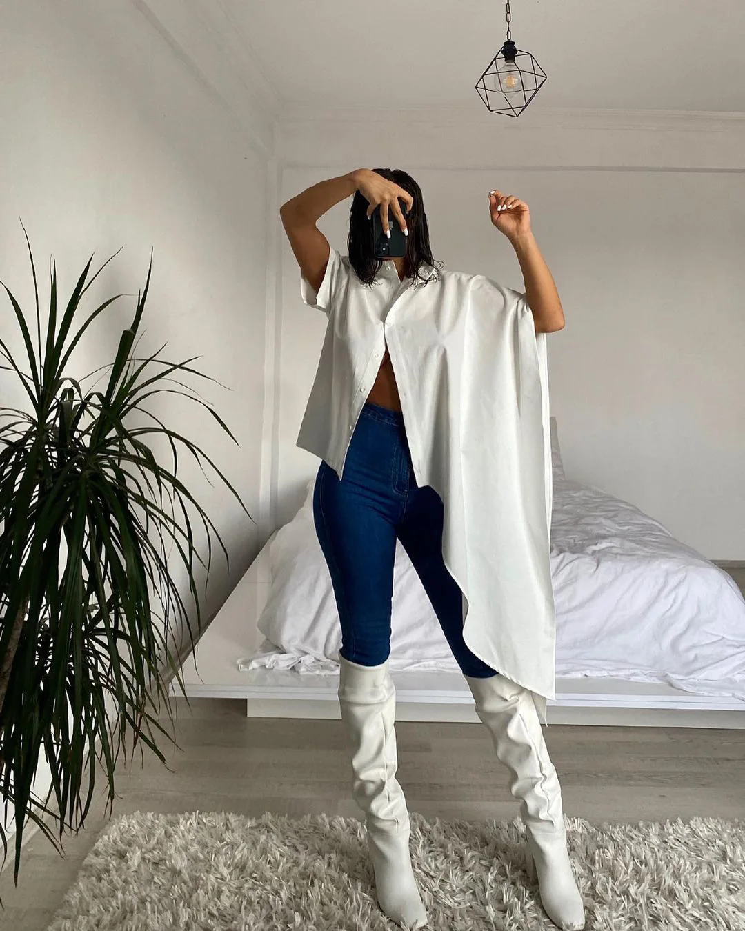 

Long Irregular T Shirt Tops 2023 Summer Women Button Tees High Neck Top Elegant T-Shirts Top Short Sleeve Elegant Street Wear