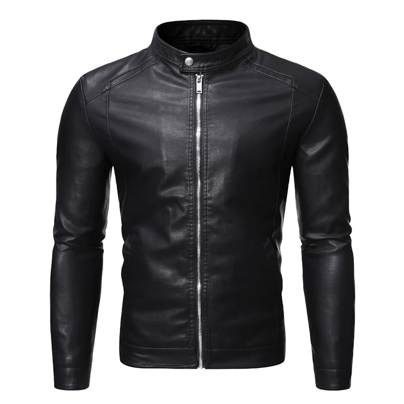 

Business Motorcycle Leather Jacket Men/Stand Collar Black Large Size 5XL/Mens Autumn High Quality Windproof Faux Leather Jacket