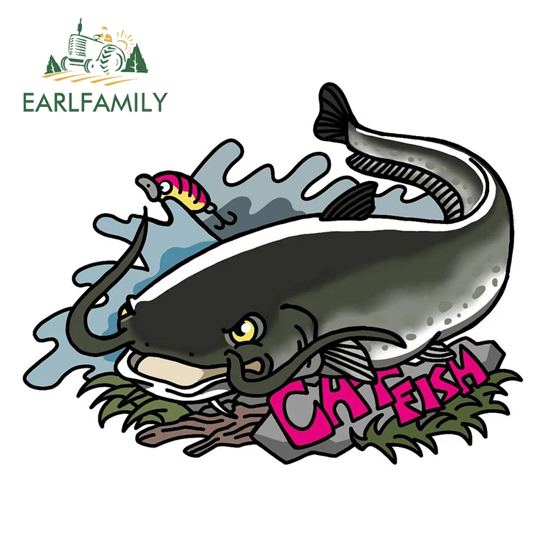 

EARLFAMILY 13cm x 7.6cm for Cat Fish Car Truck Decal Bumper Window Anime Body for Car Scratch-proof Stickers for VAN SUV
