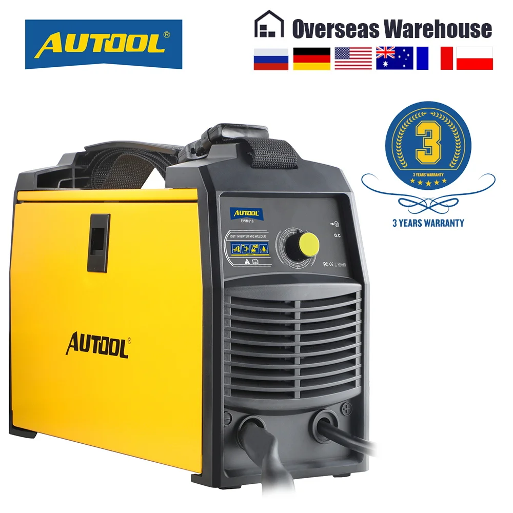 

AUTOOL EWM518 No Gas MIG Welder, Gasless IGBT Inverter Automatic Feed Flux Core Wire Welding Machinew 110V