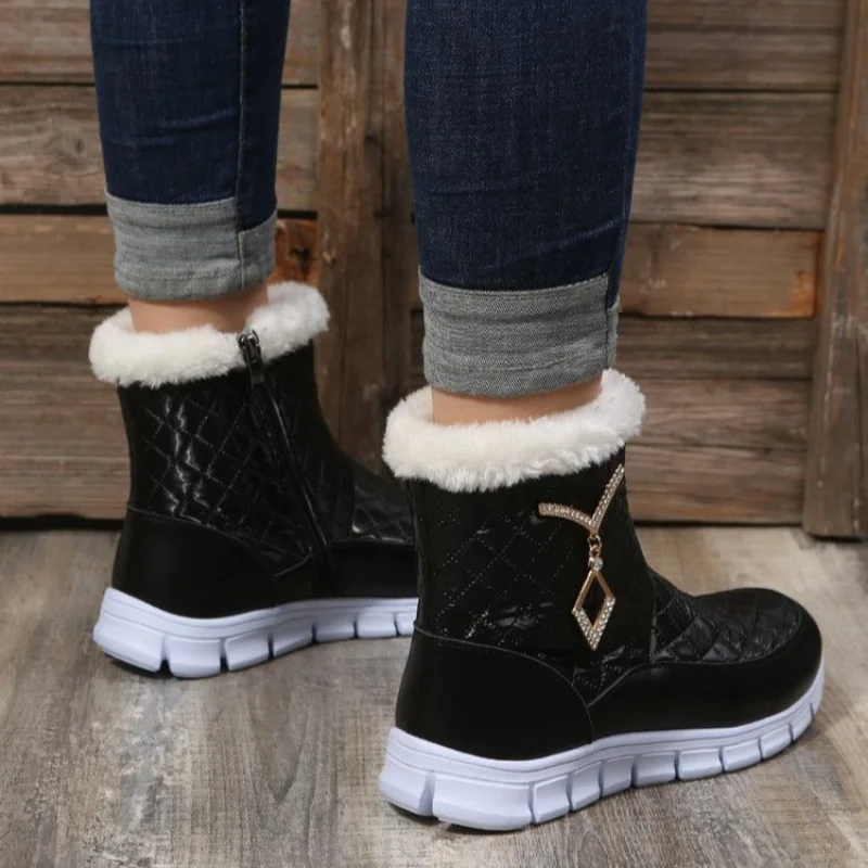 Women's Snow Boots 2023 Winter New Warm Plush Ankle Boots Front Zipper Non-slip Cotton Shoes Outdoor Light Casual Botas De Mujer