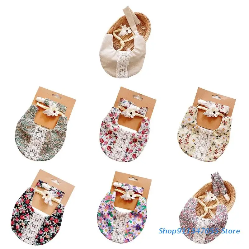 

3 шт., детский хлопковый нагрудник с цветочным принтом