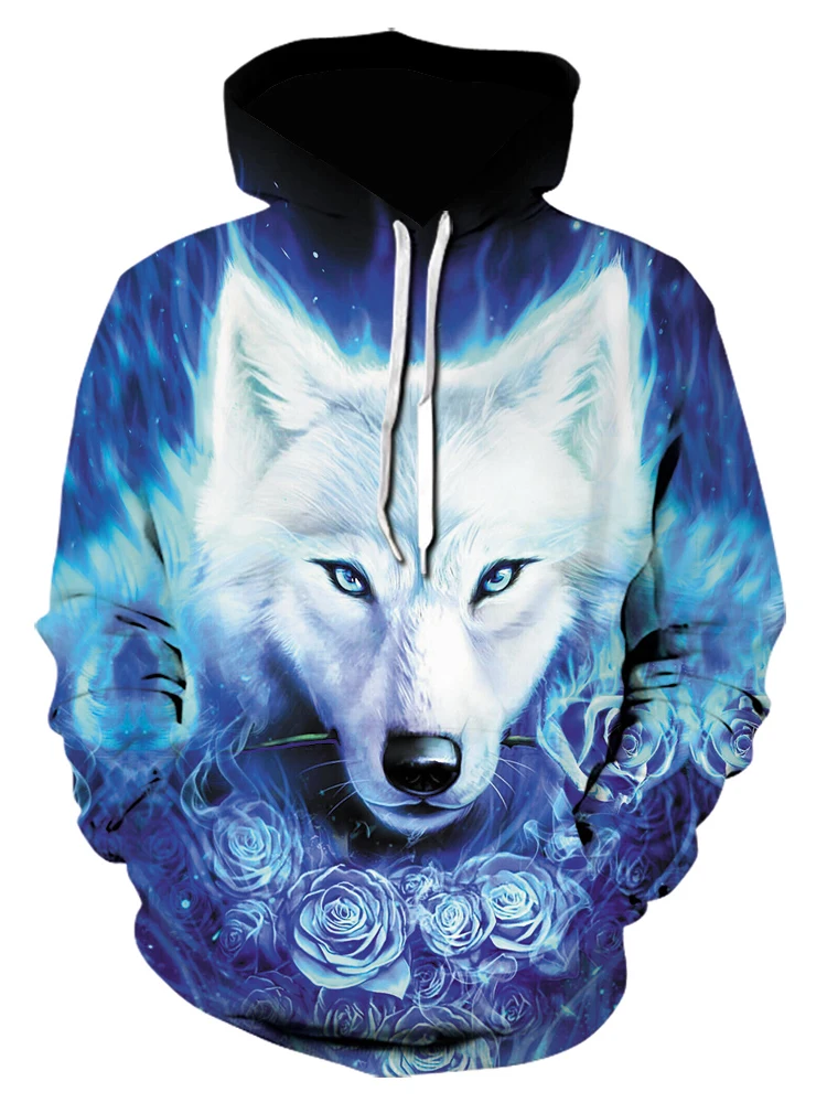 

2023 new domineering cold and fierce handsome wild wolf print casual style hoodie 3D printing men's and women's children's pullo